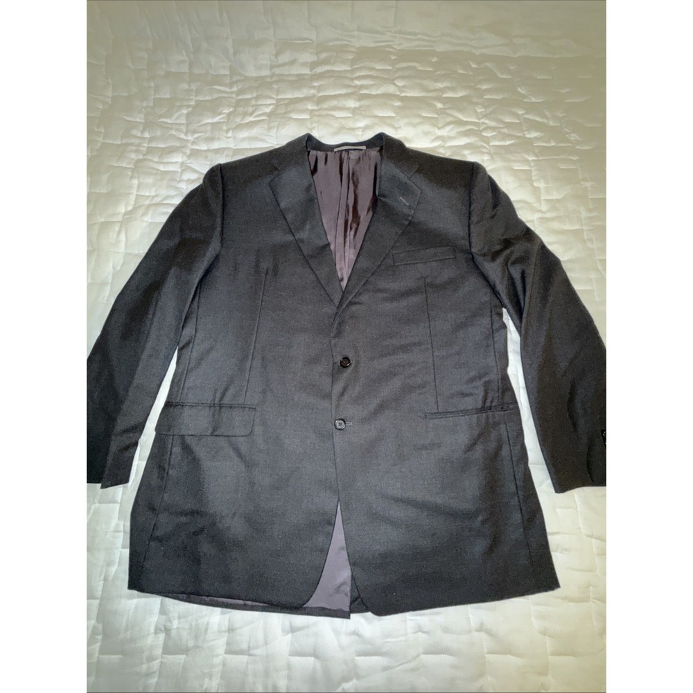 Loro Piana Hickey Freeman Tasmanian Wool Blazer Men 50L Super 130s Black